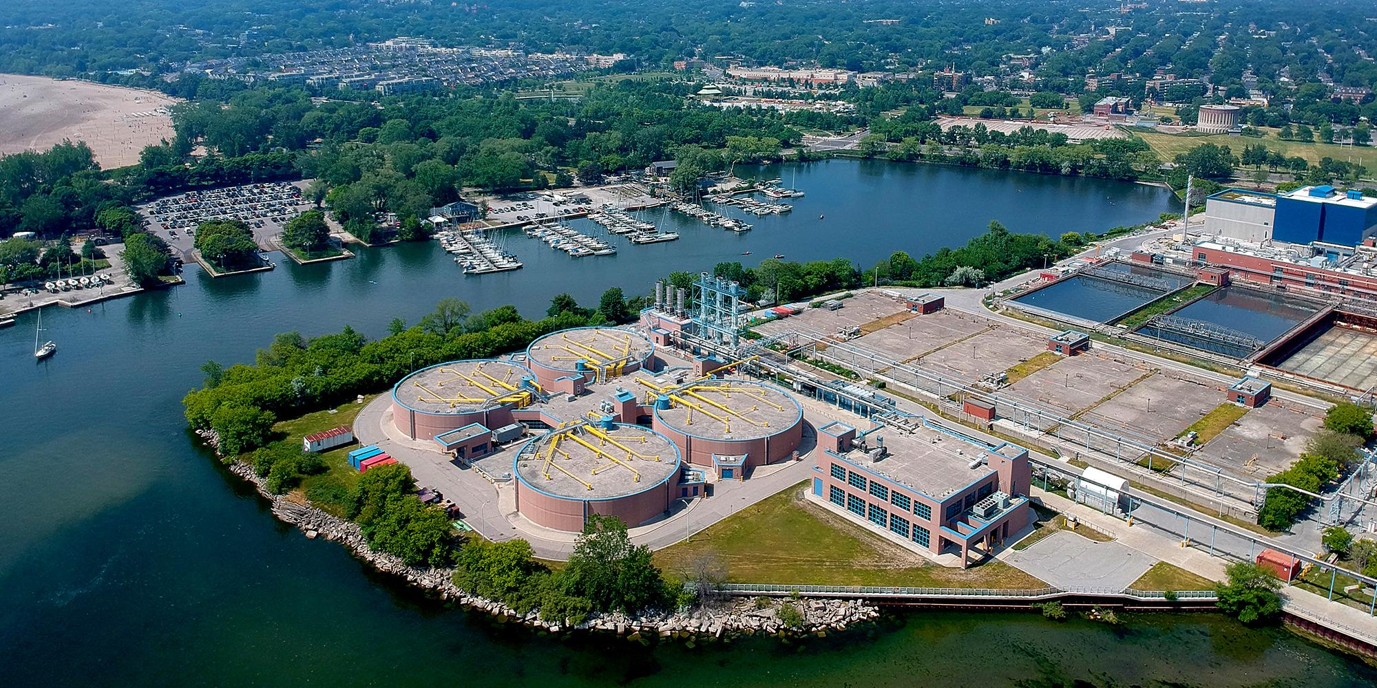 Aerial photo of Ashbridges Bay Treatment Plant